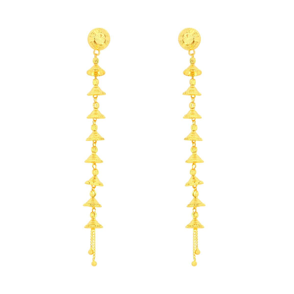 22k Yellow Gold Ornamental Earrings with gold weight of 11.29g