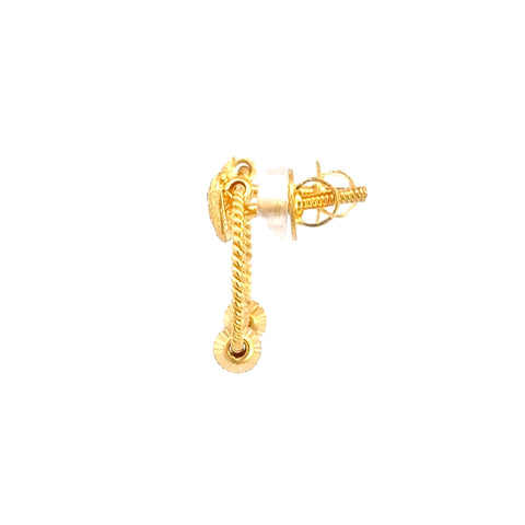 22k Yellow Gold Dangling Earrings with gold weight of 3.3g