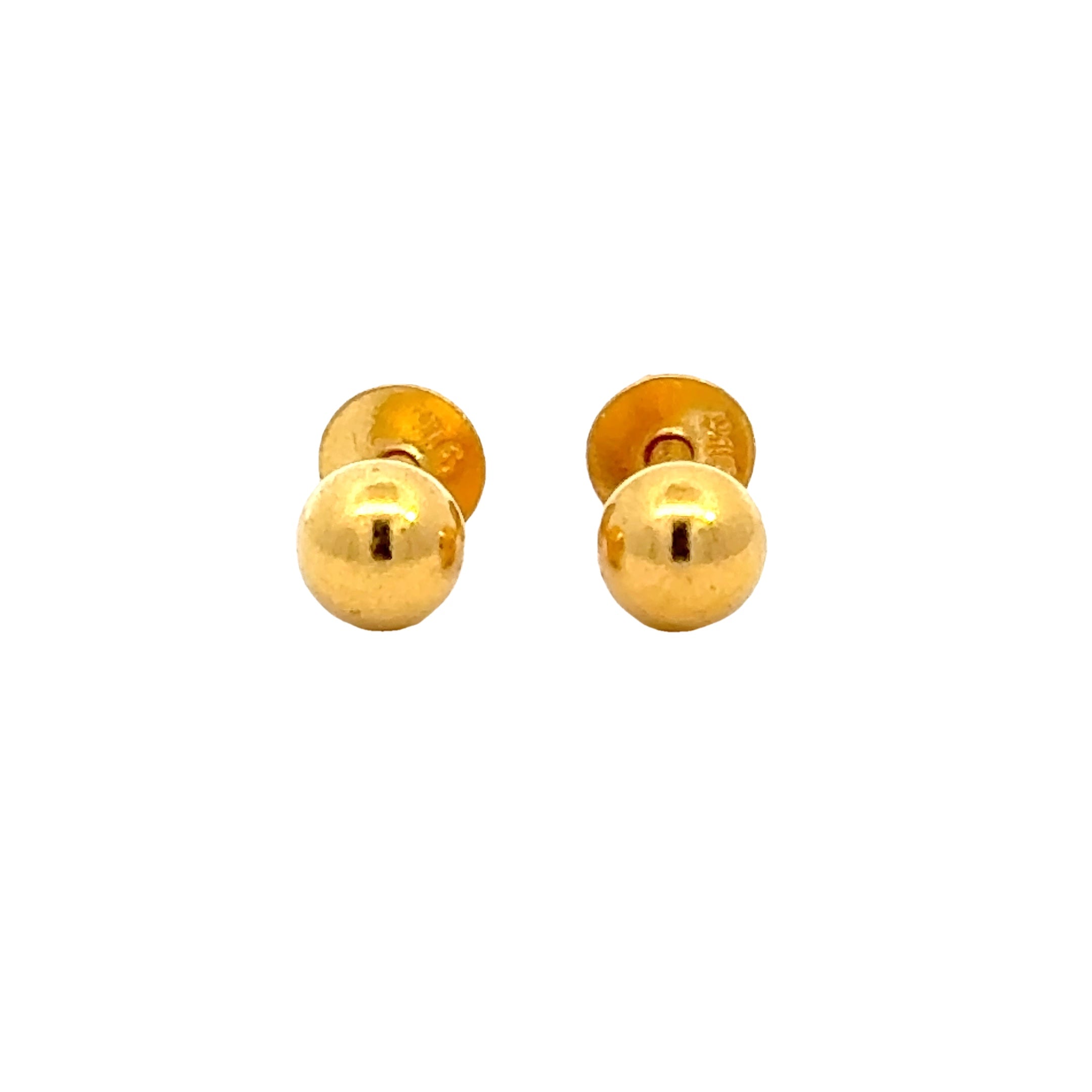 22k Yellow Gold Ball-Bead Earrings with gold weight of 1.75g