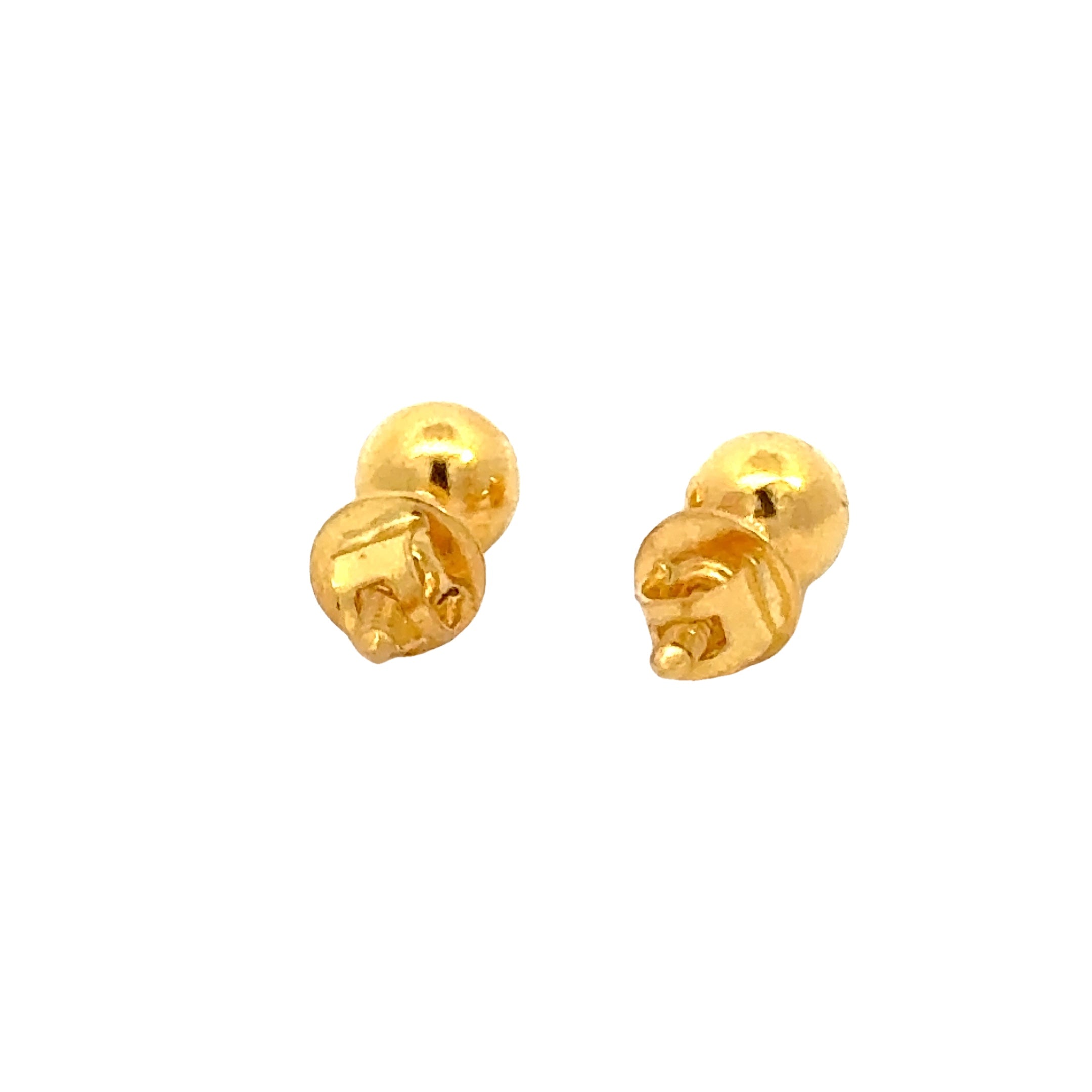 22k Yellow Gold Ball-Bead Earrings with gold weight of 1.75g