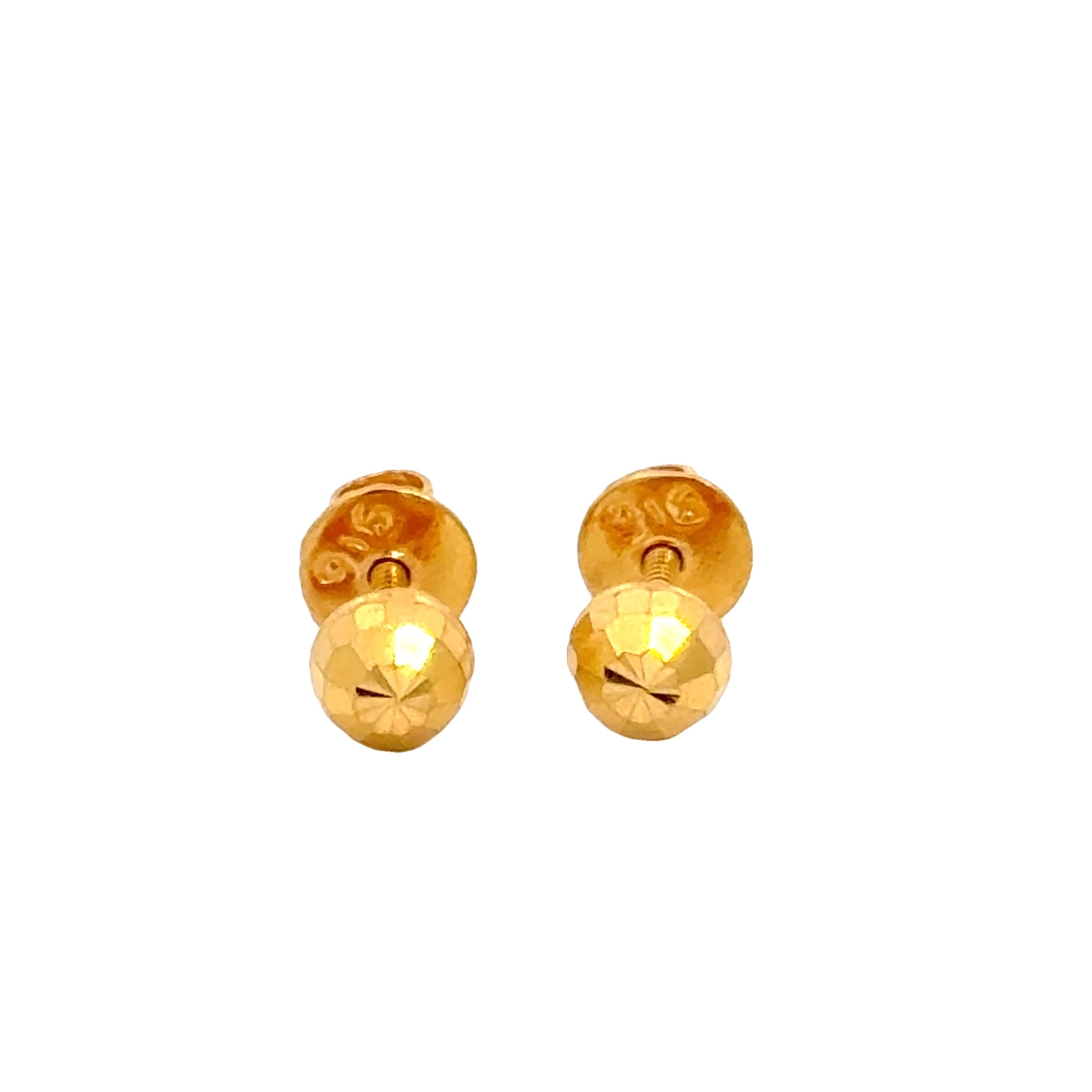 22k Yellow Gold Ball-Bead Earrings with gold weight of 1.09g