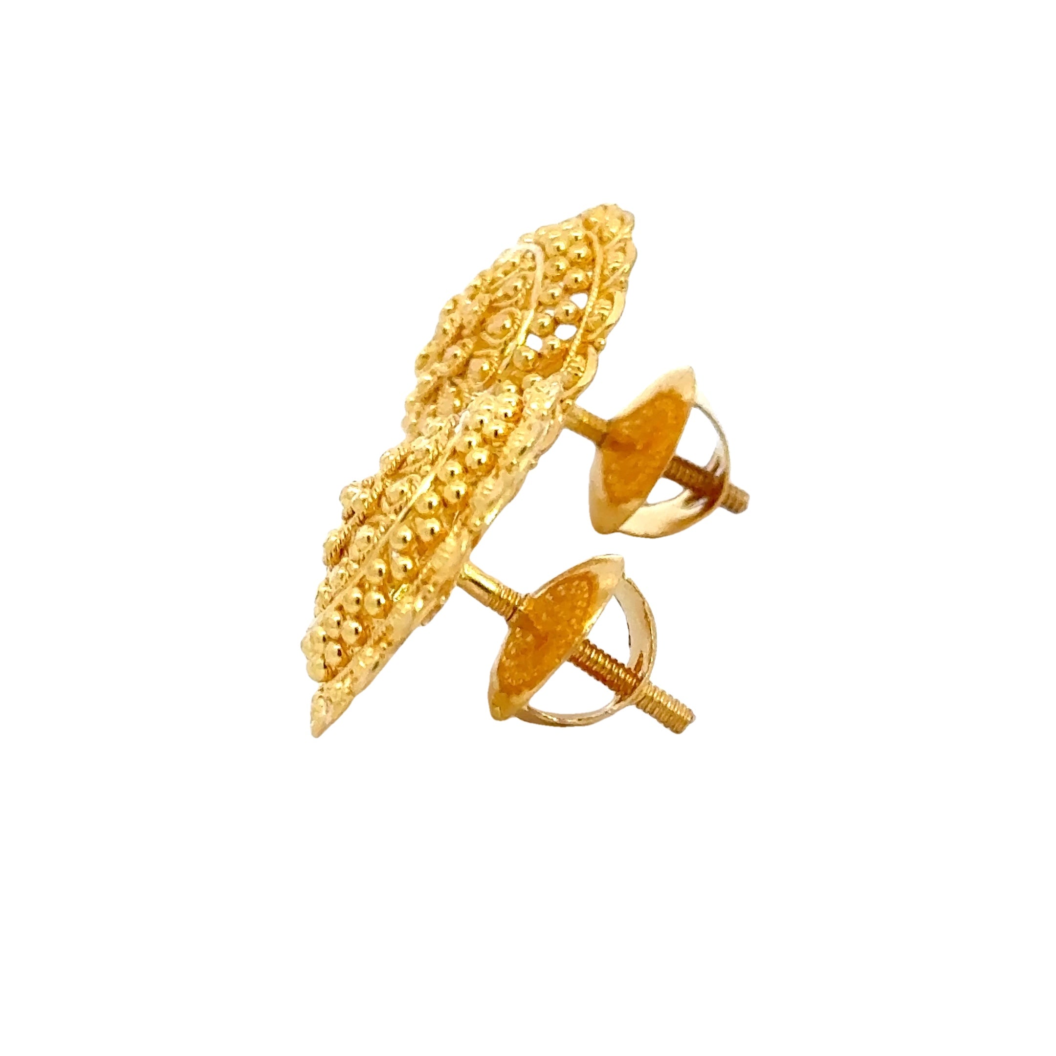 22k Yellow Gold Filigree Earrings with gold weight of 10.14g