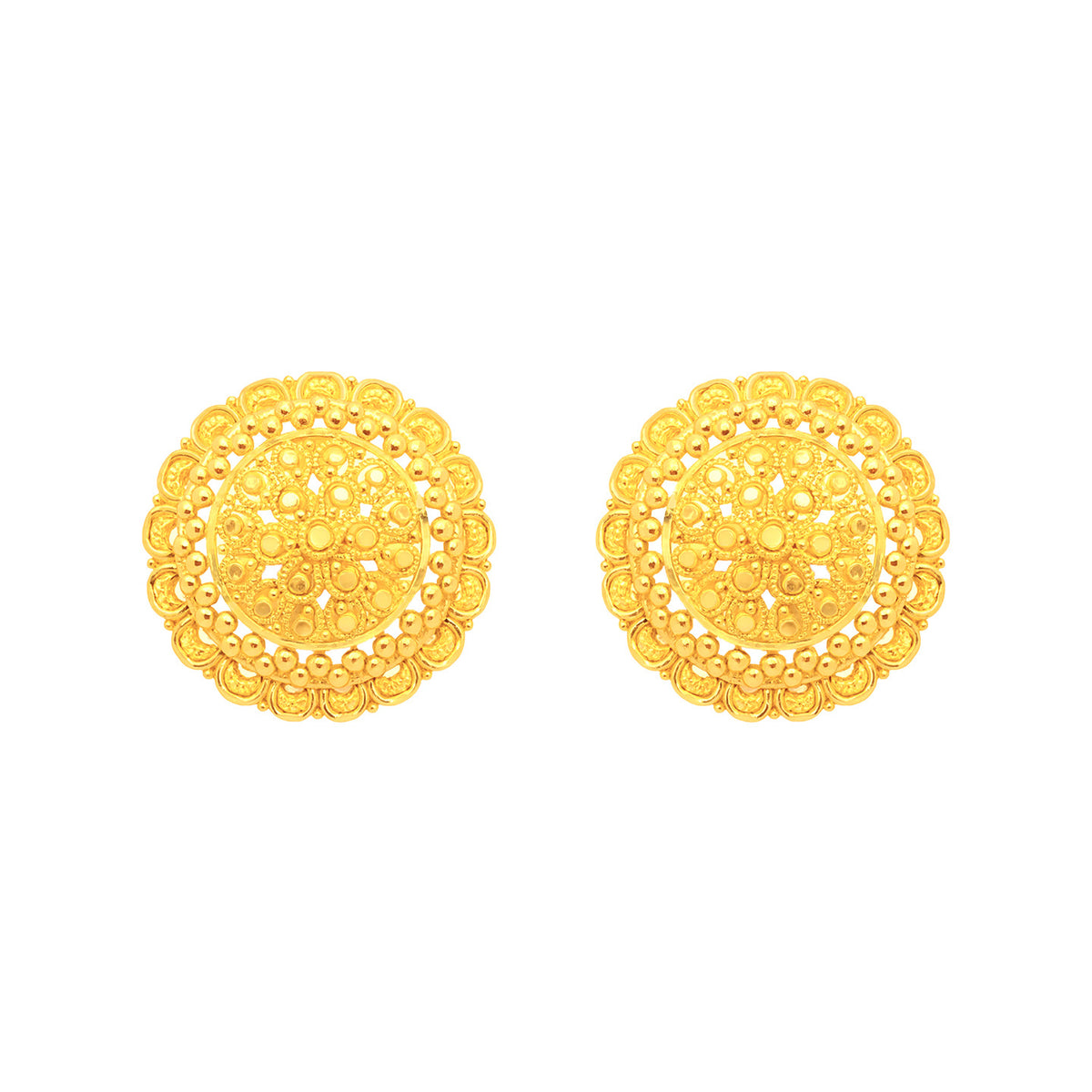 22k Yellow Gold Filigree Earrings with gold weight of 10.14g