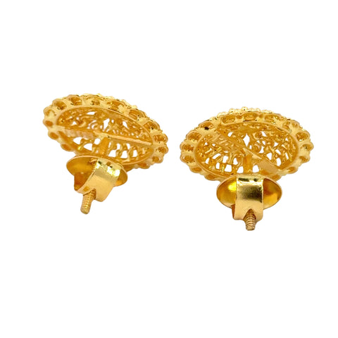 22k Yellow Gold Filigree Earrings with gold weight of 10.14g