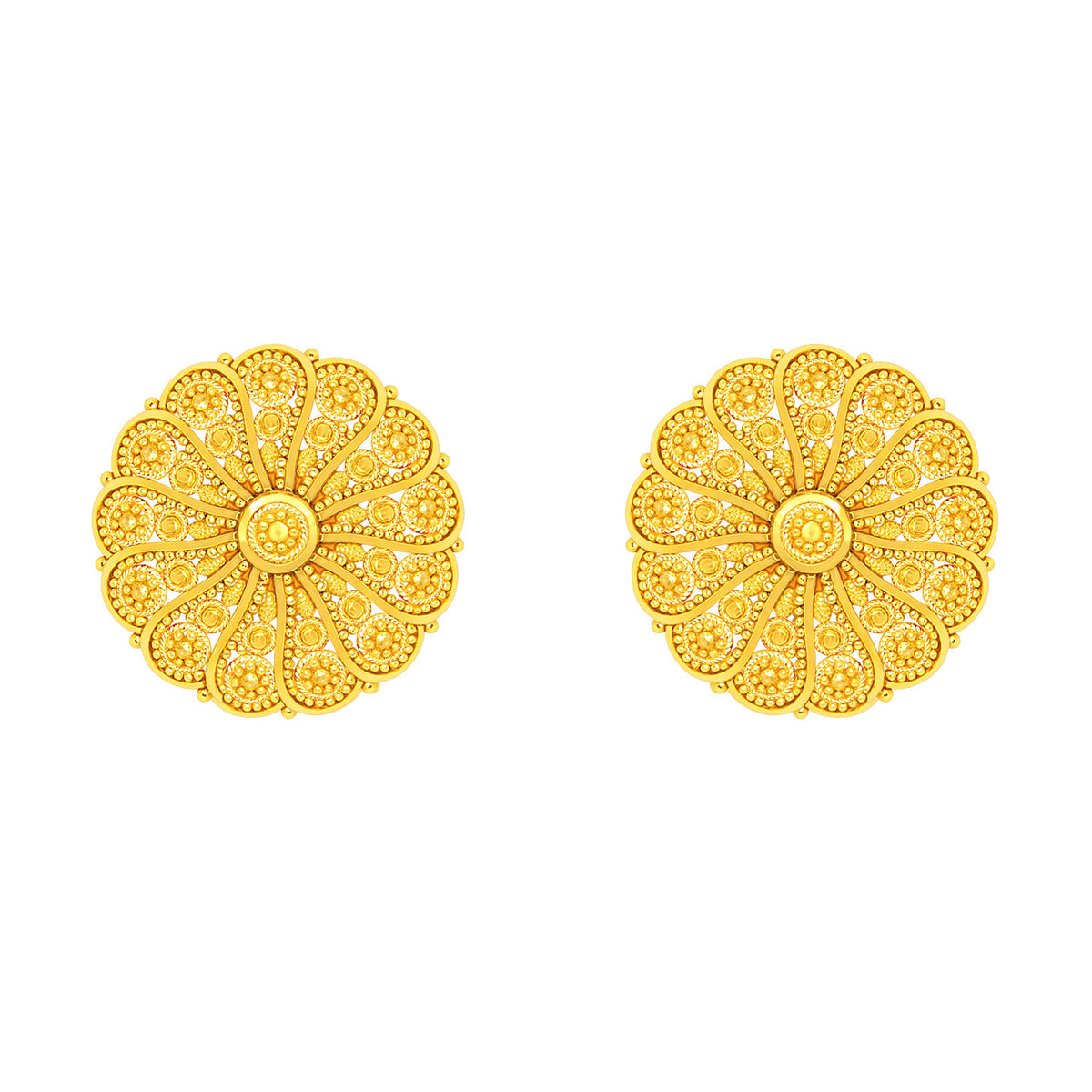 22k Yellow Gold Filigree Earrings with gold weight of 13g