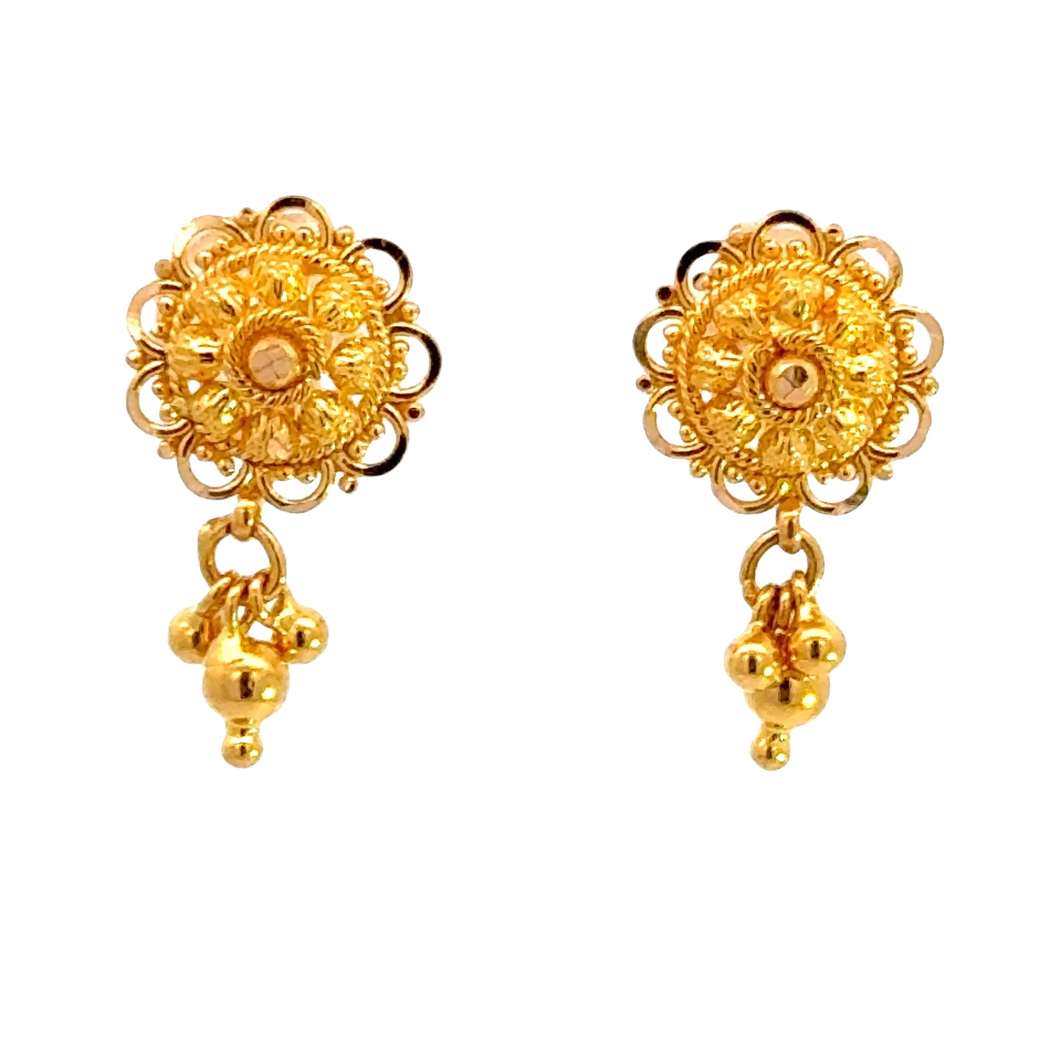 22k Yellow Gold Dangling Earrings with gold weight of 3.36g