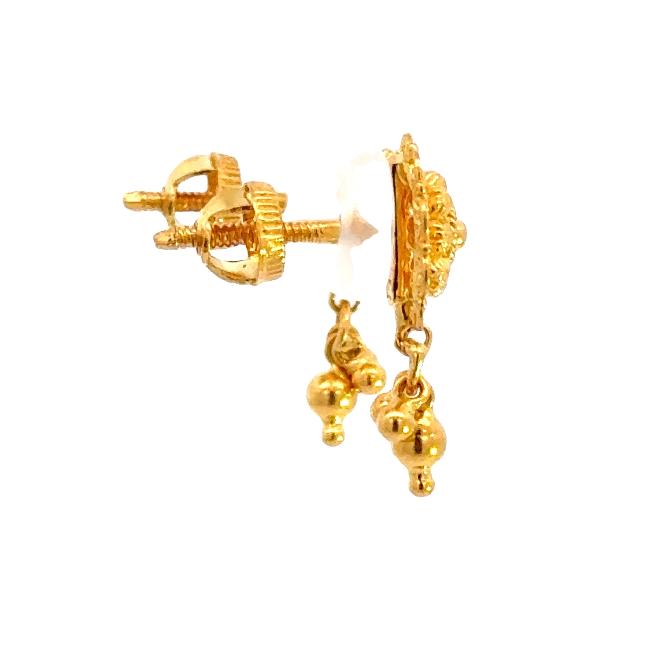 22k Yellow Gold Dangling Earrings with gold weight of 3.36g