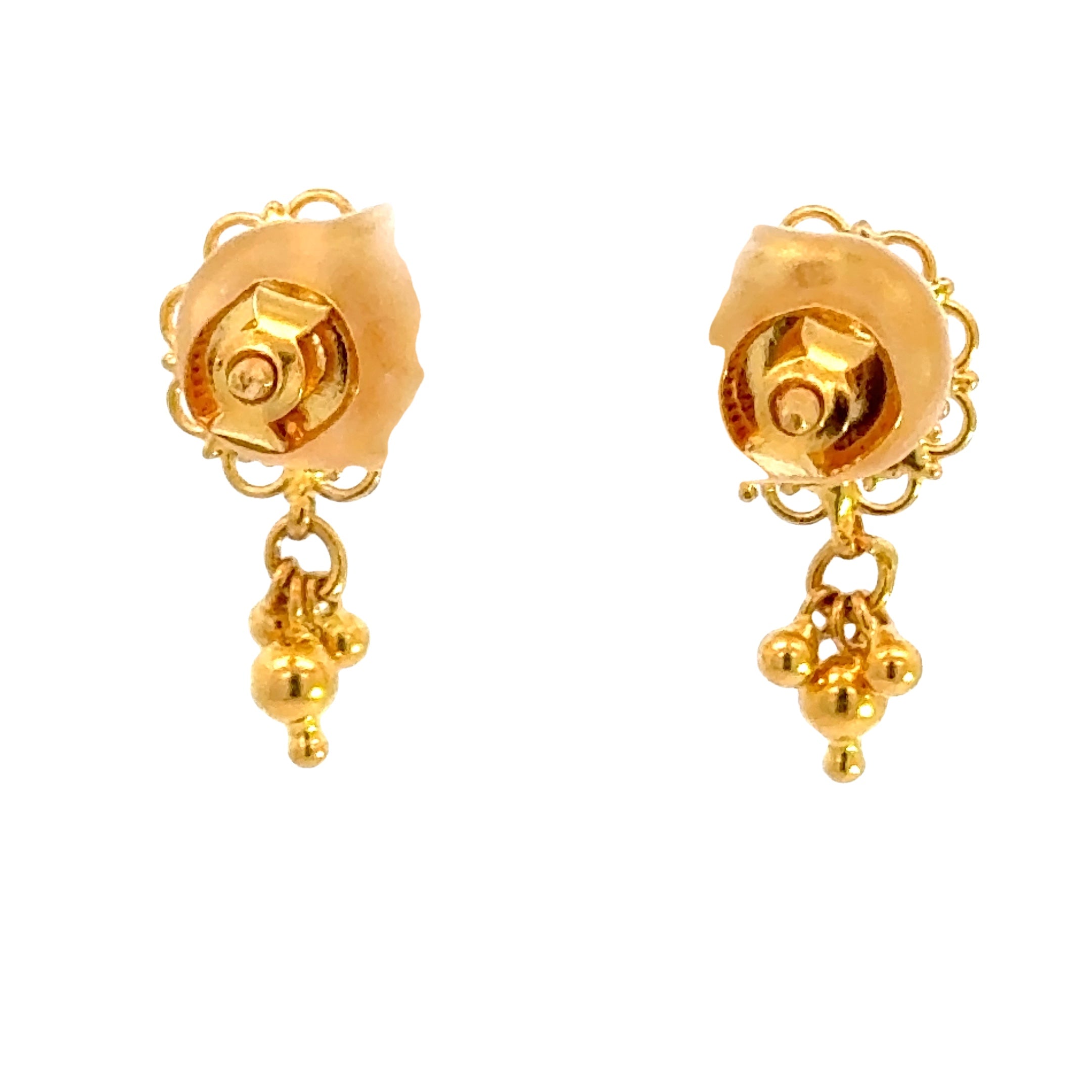 22k Yellow Gold Dangling Earrings with gold weight of 3.36g