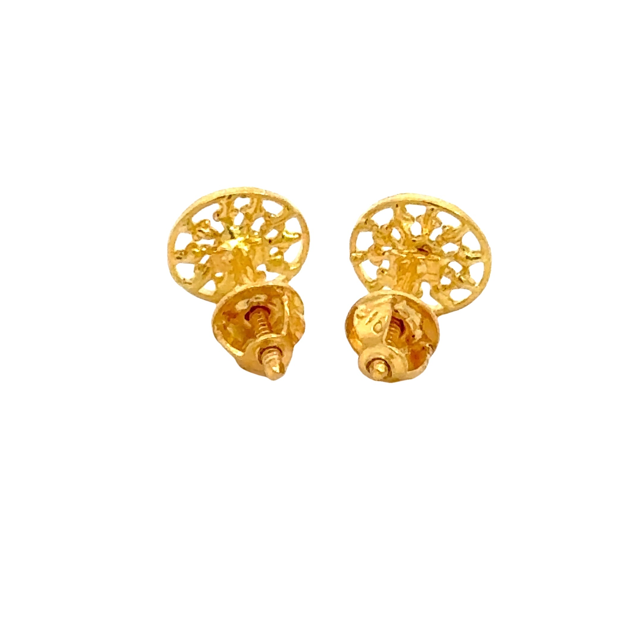 22k Yellow Gold Filigree Earrings with gold weight of 1.5g