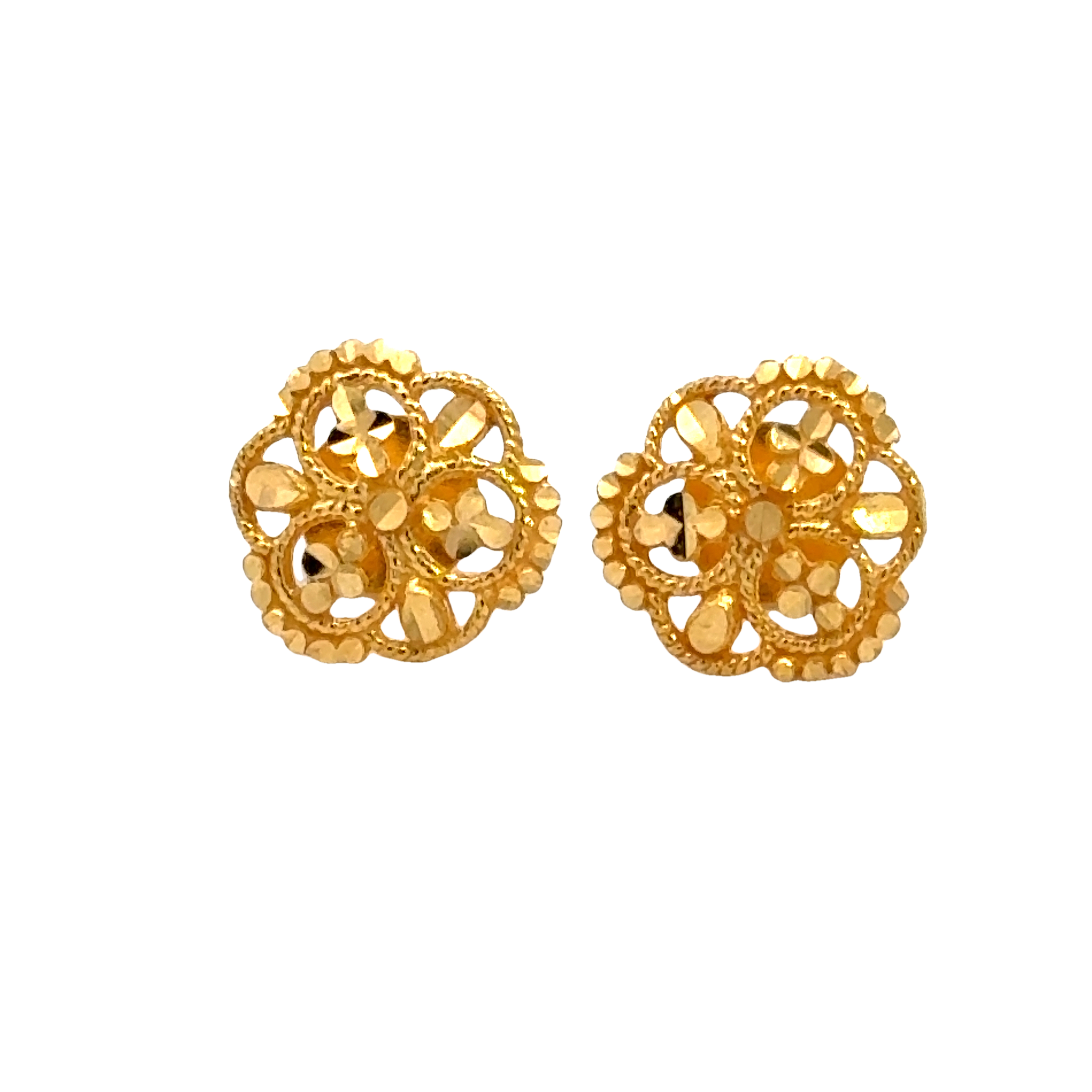 22k Yellow Gold Filigree Earrings with gold weight of 1.319g