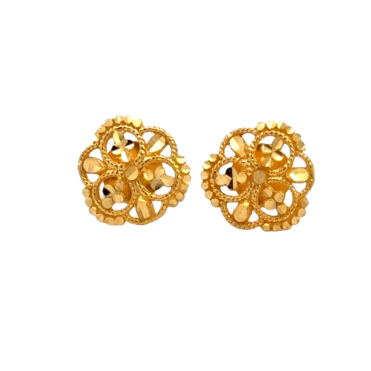 22k Yellow Gold Filigree Earrings with gold weight of 1.319g