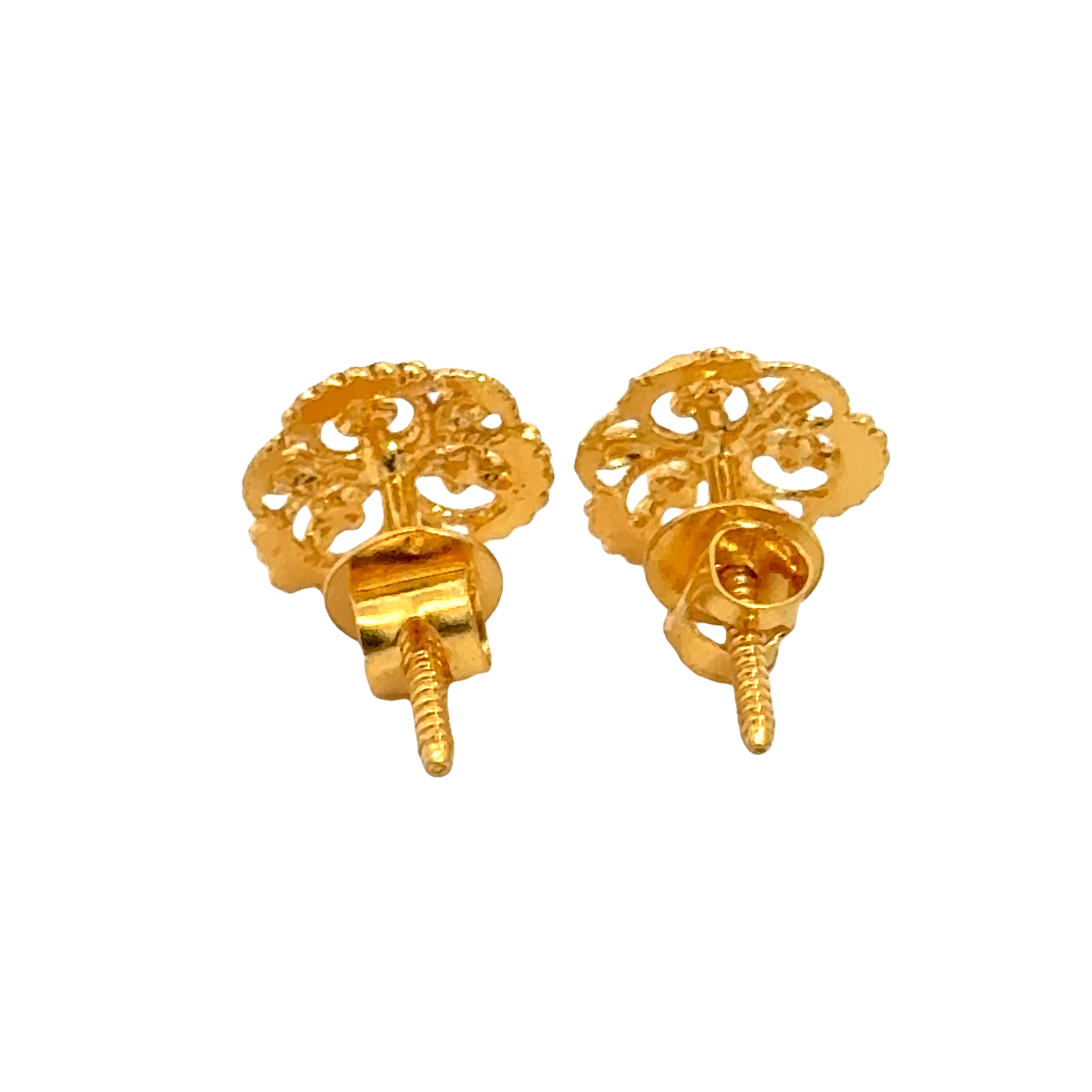 22k Yellow Gold Filigree Earrings with gold weight of 1.319g