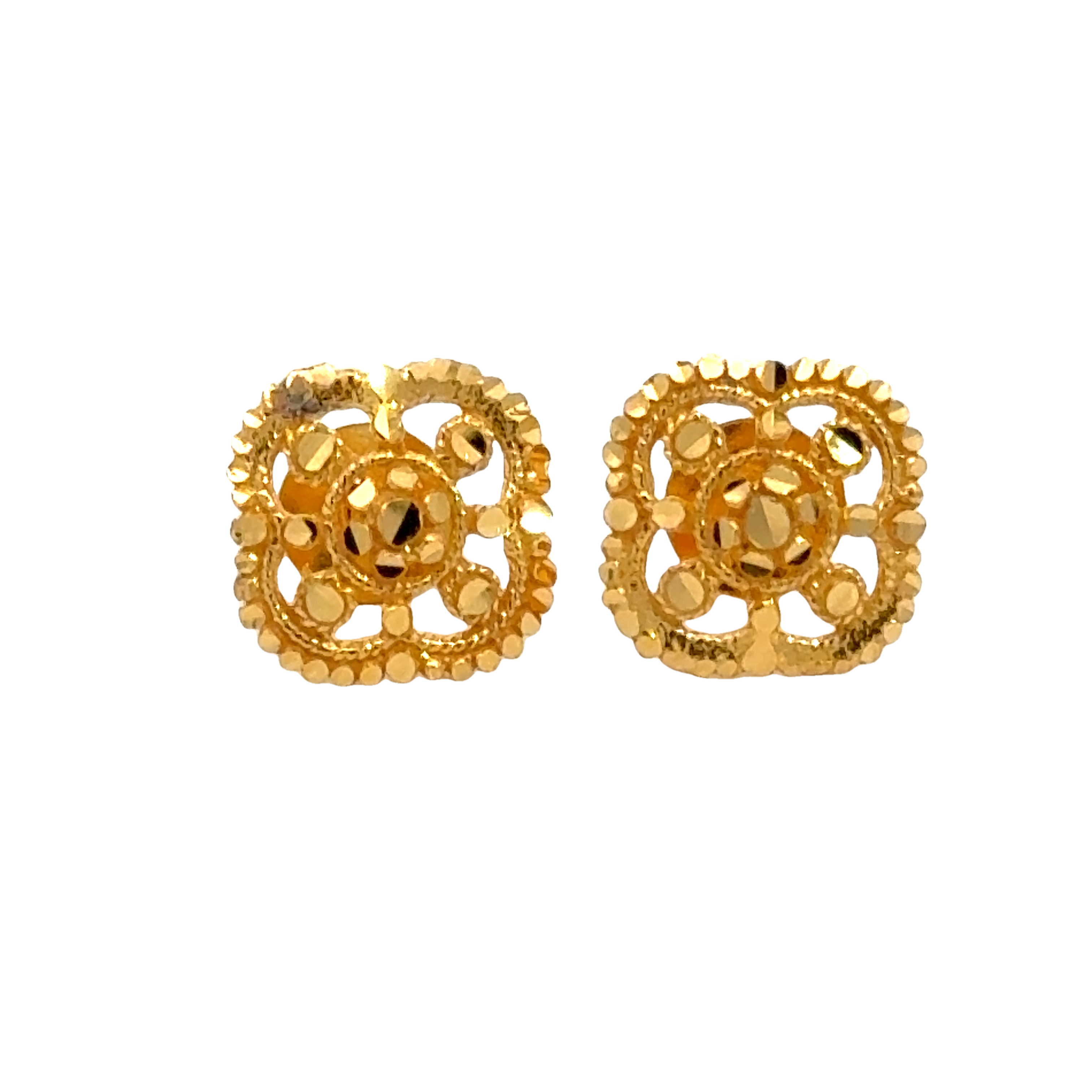 22k Yellow Gold Filigree Earrings with gold weight of 1.447g