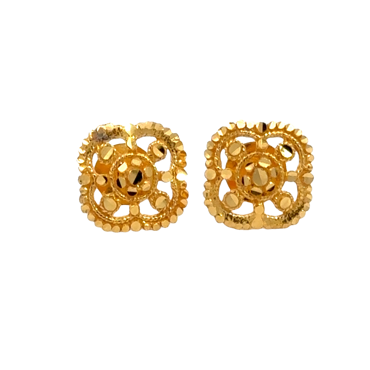 22k Yellow Gold Filigree Earrings with gold weight of 1.447g