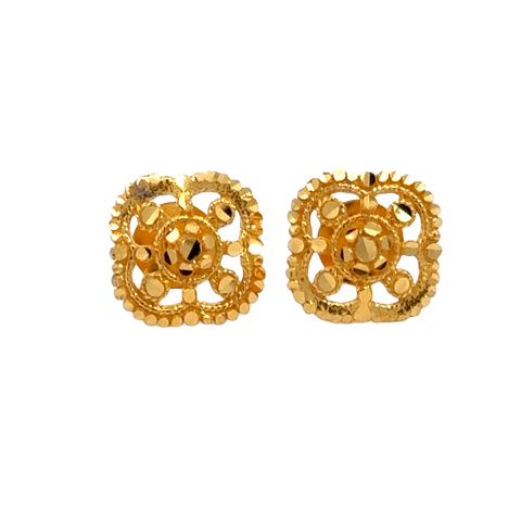 22k Yellow Gold Filigree Earrings with gold weight of 1.447g