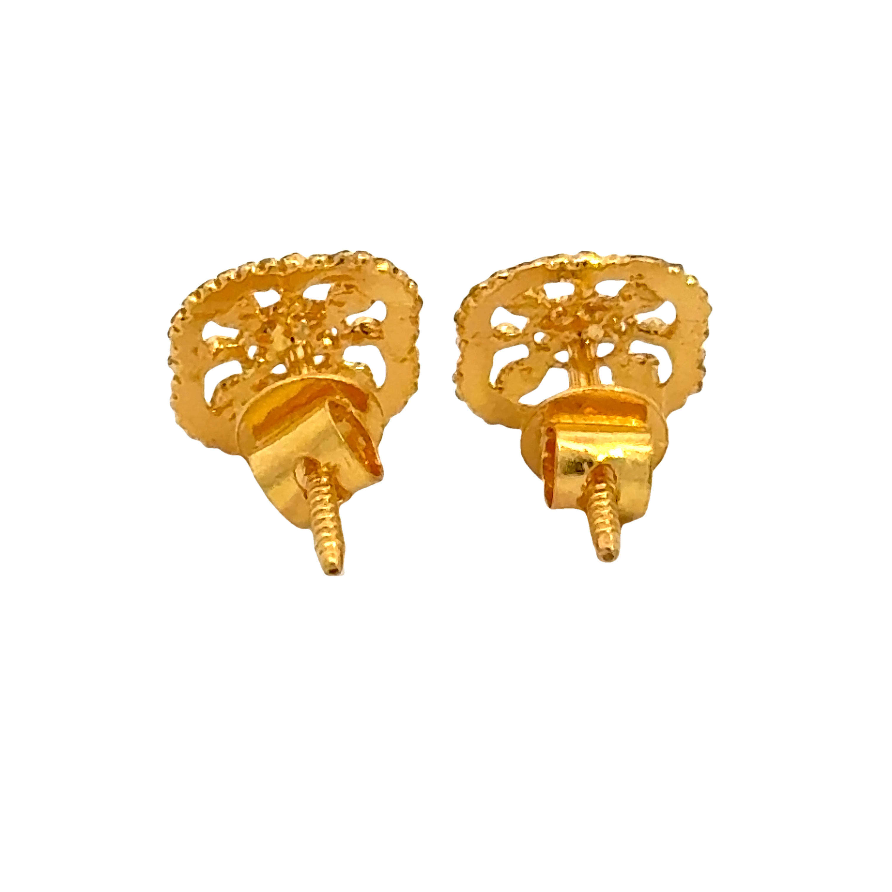 22k Yellow Gold Filigree Earrings with gold weight of 1.447g