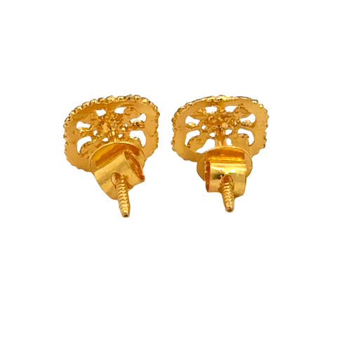 22k Yellow Gold Filigree Earrings with gold weight of 1.447g