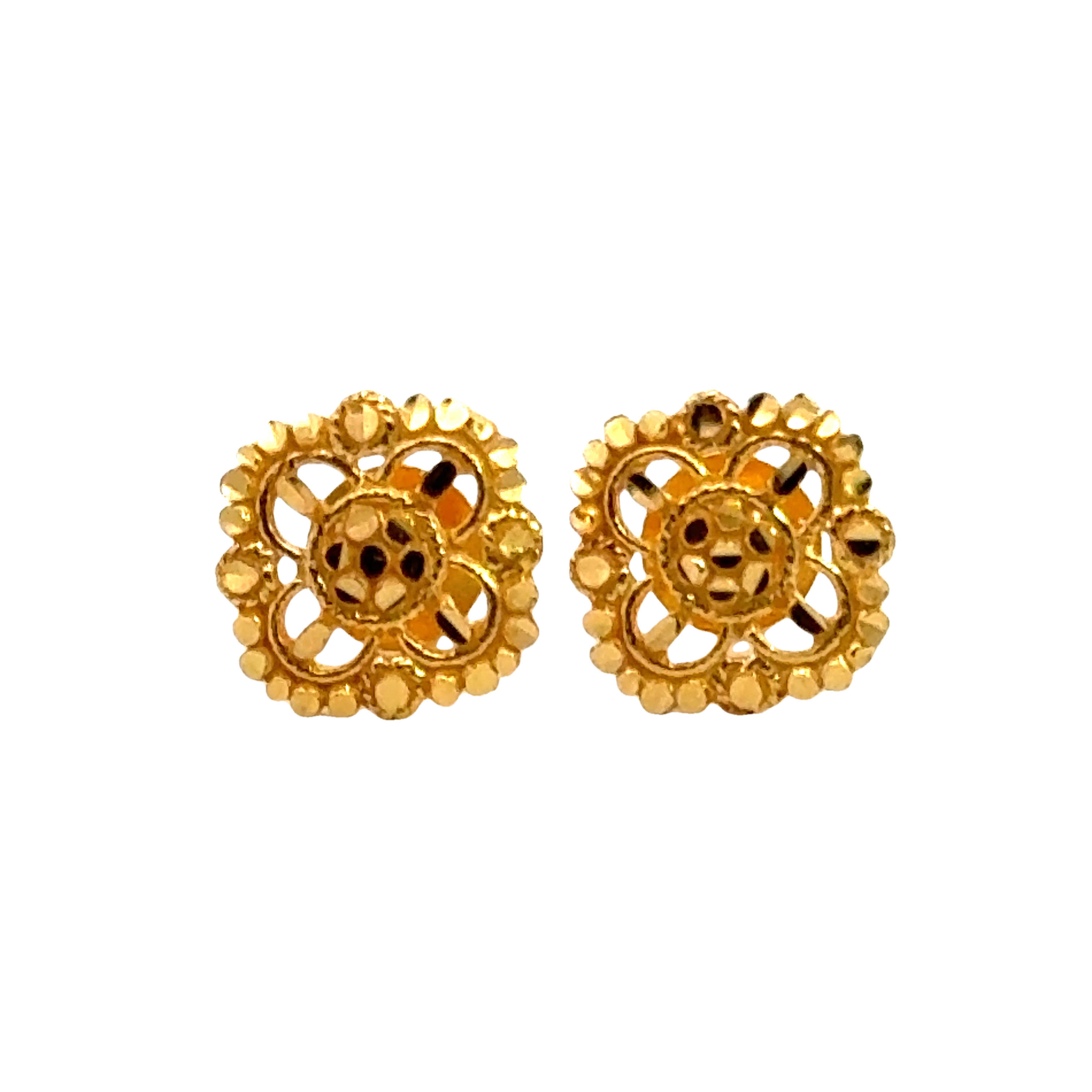 22k Yellow Gold Filigree Earrings with gold weight of 1.379g