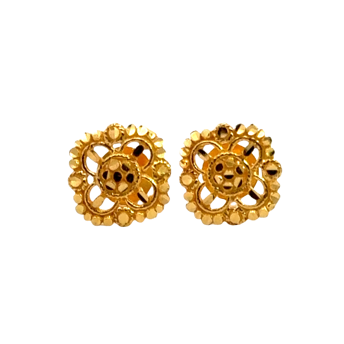 22k Yellow Gold Filigree Earrings with gold weight of 1.379g