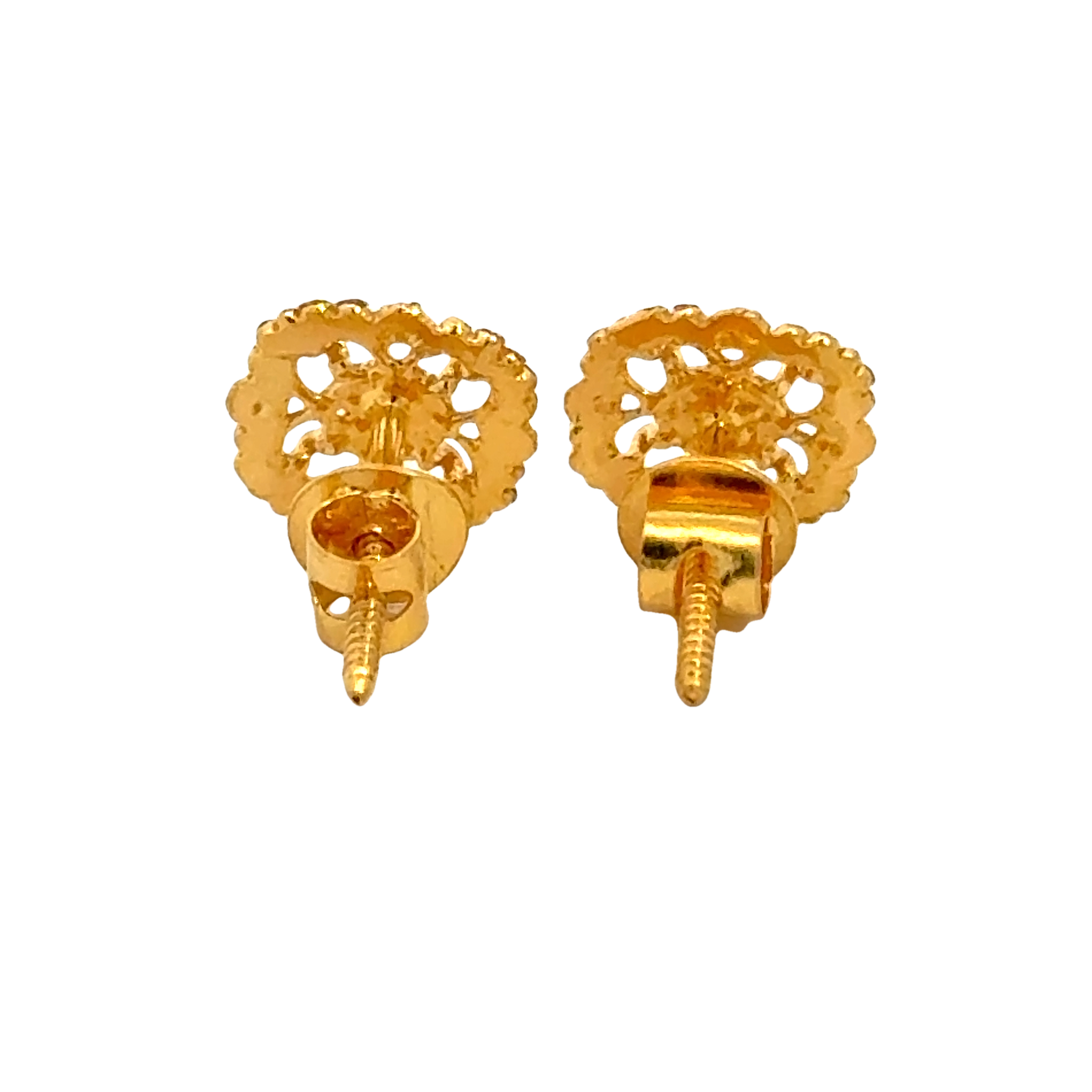 22k Yellow Gold Filigree Earrings with gold weight of 1.379g