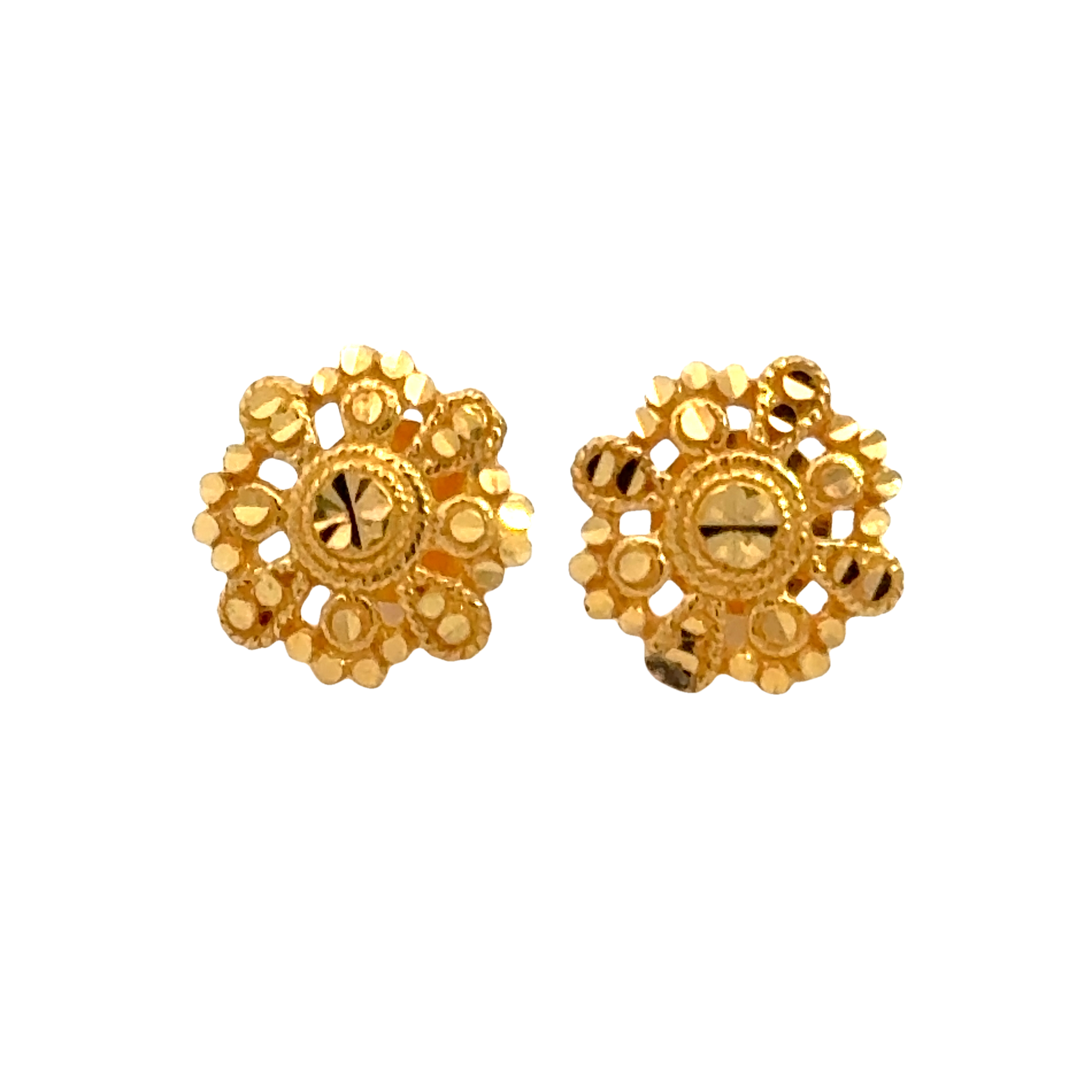 22k Yellow Gold Filigree Earrings with gold weight of 1.532g