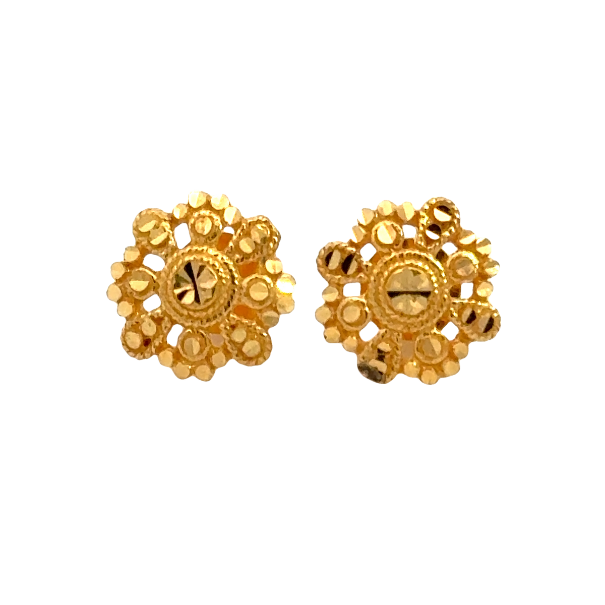 22k Yellow Gold Filigree Earrings with gold weight of 1.532g