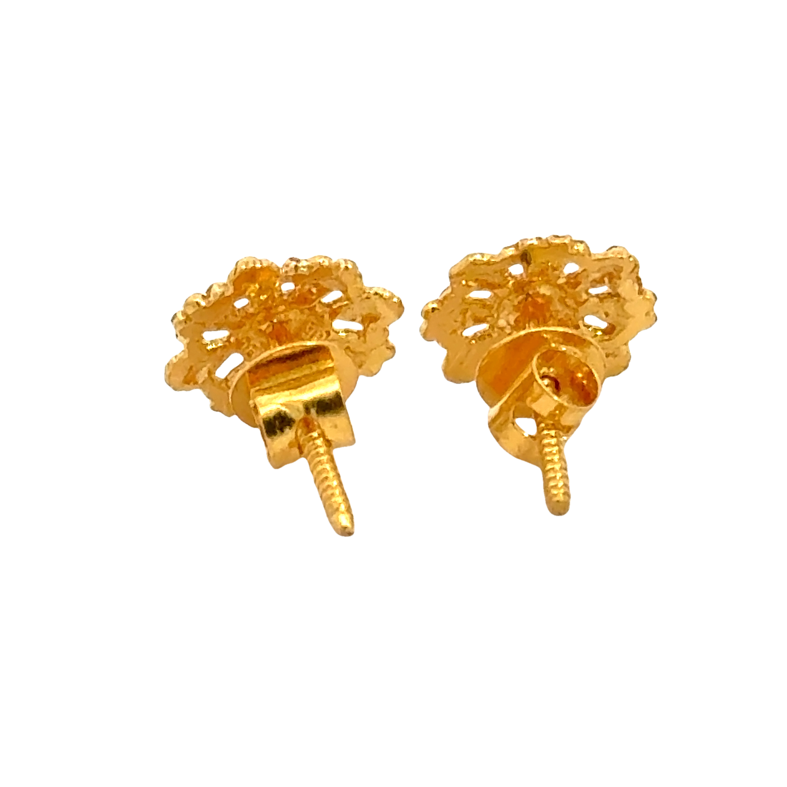 22k Yellow Gold Filigree Earrings with gold weight of 1.532g