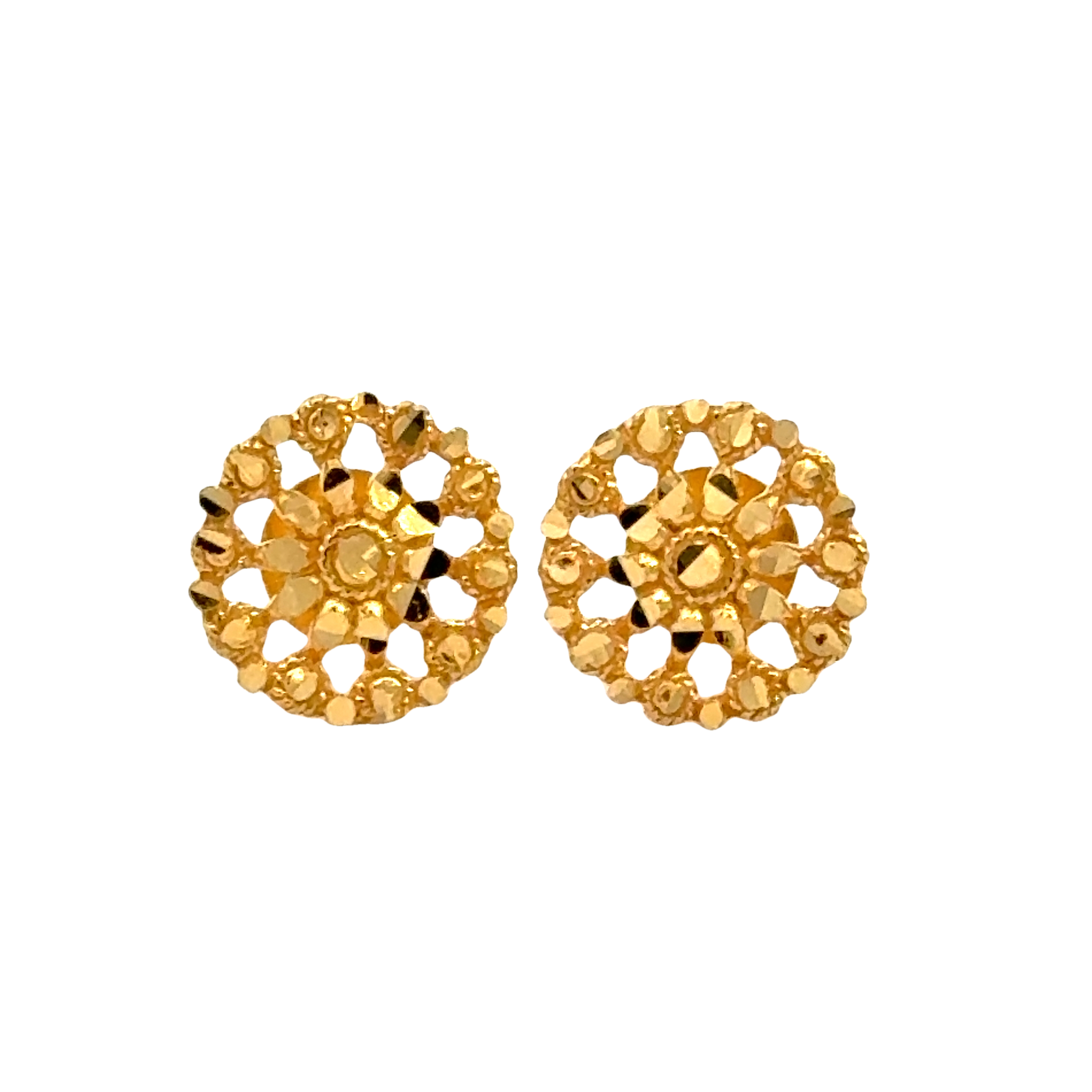 22k Yellow Gold Filigree Earrings with gold weight of 1.337g