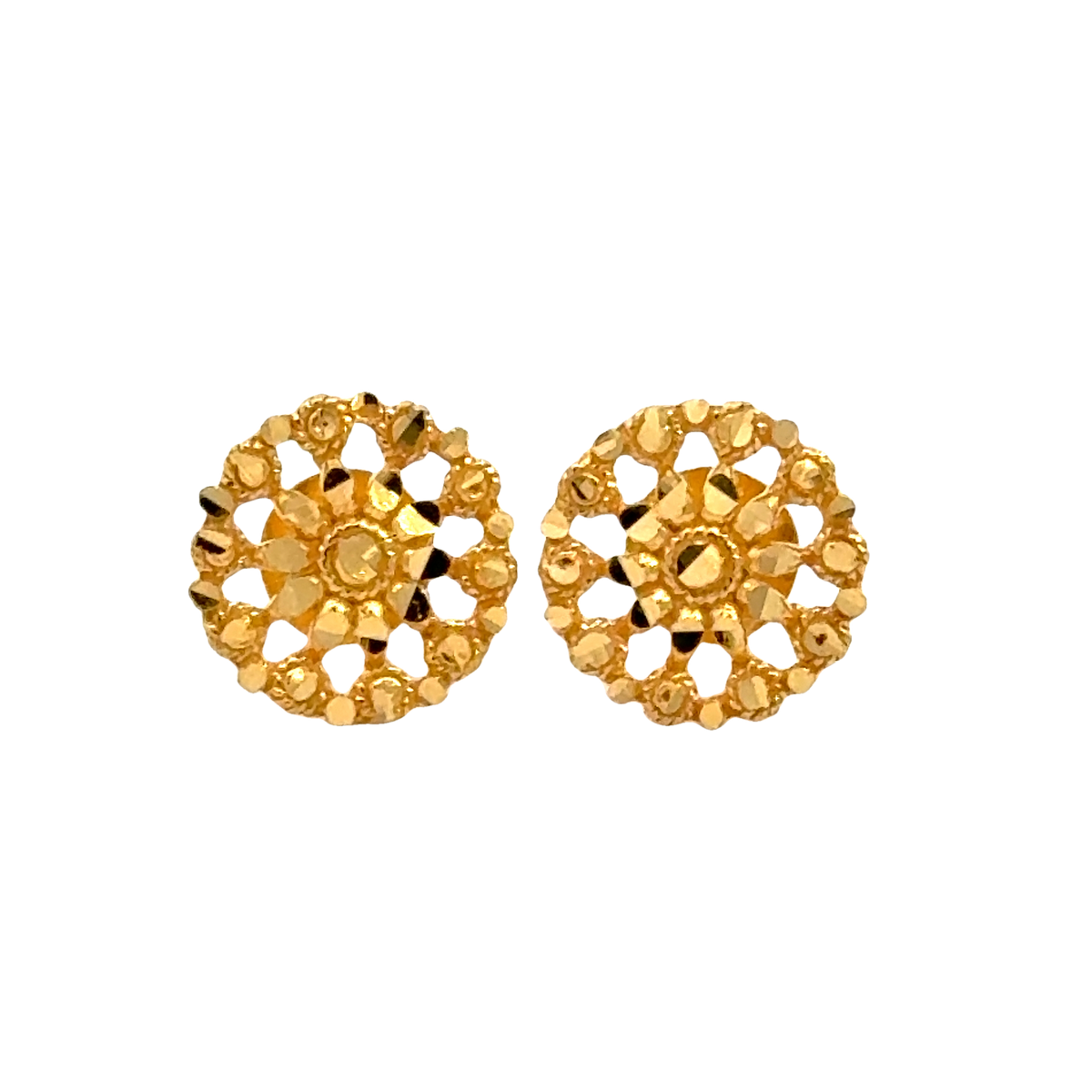 22k Yellow Gold Filigree Earrings with gold weight of 1.337g