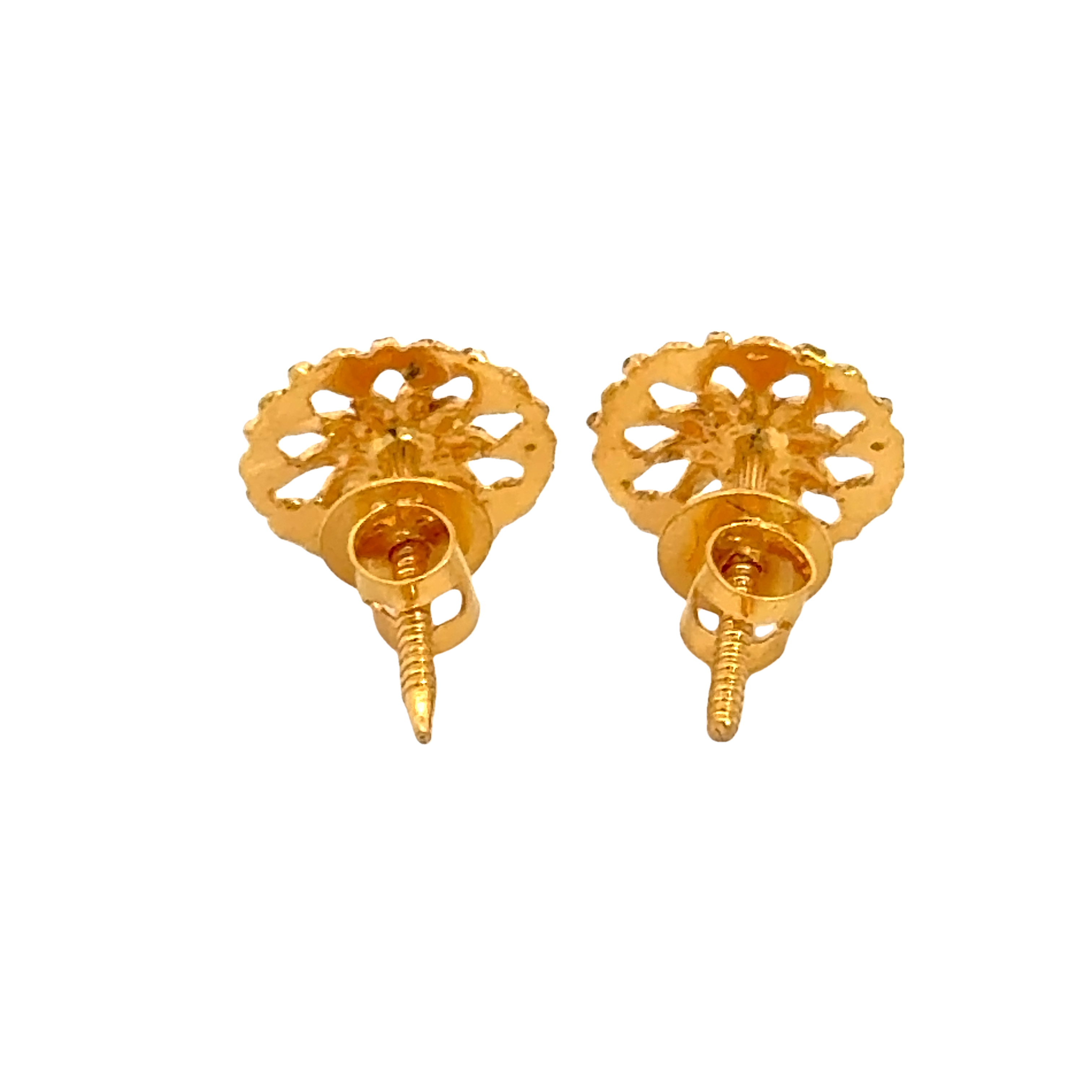 22k Yellow Gold Filigree Earrings with gold weight of 1.337g