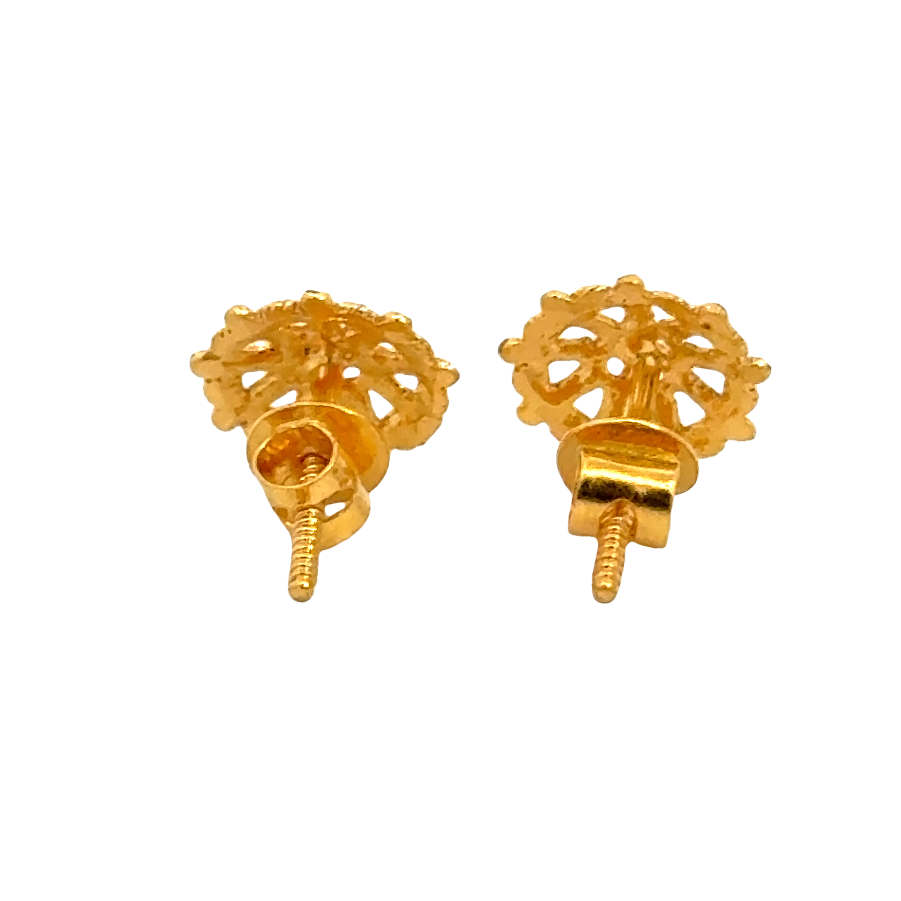 22k Yellow Gold Filigree Earrings with gold weight of 1.404g