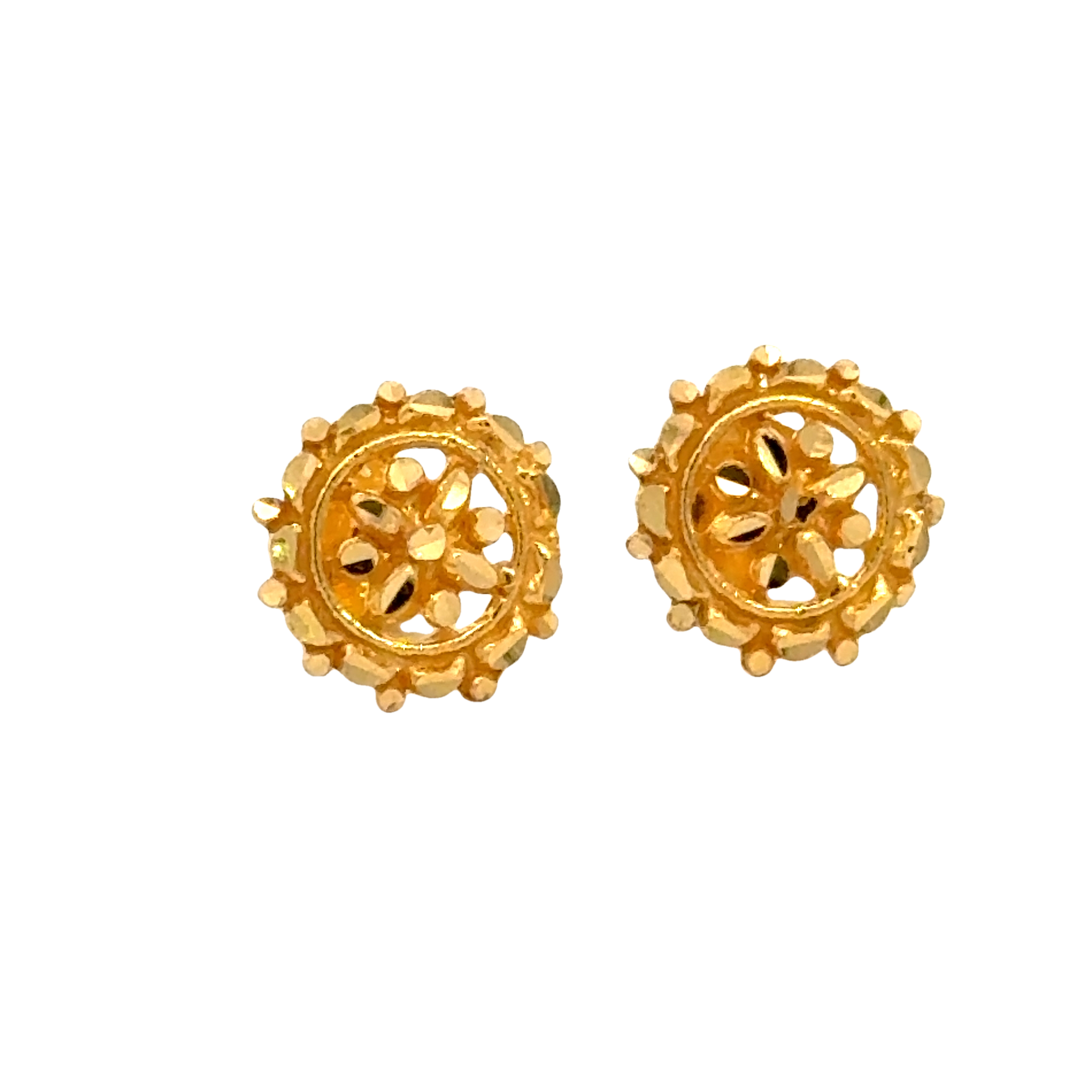 22k Yellow Gold Filigree Earrings with gold weight of 1.422g