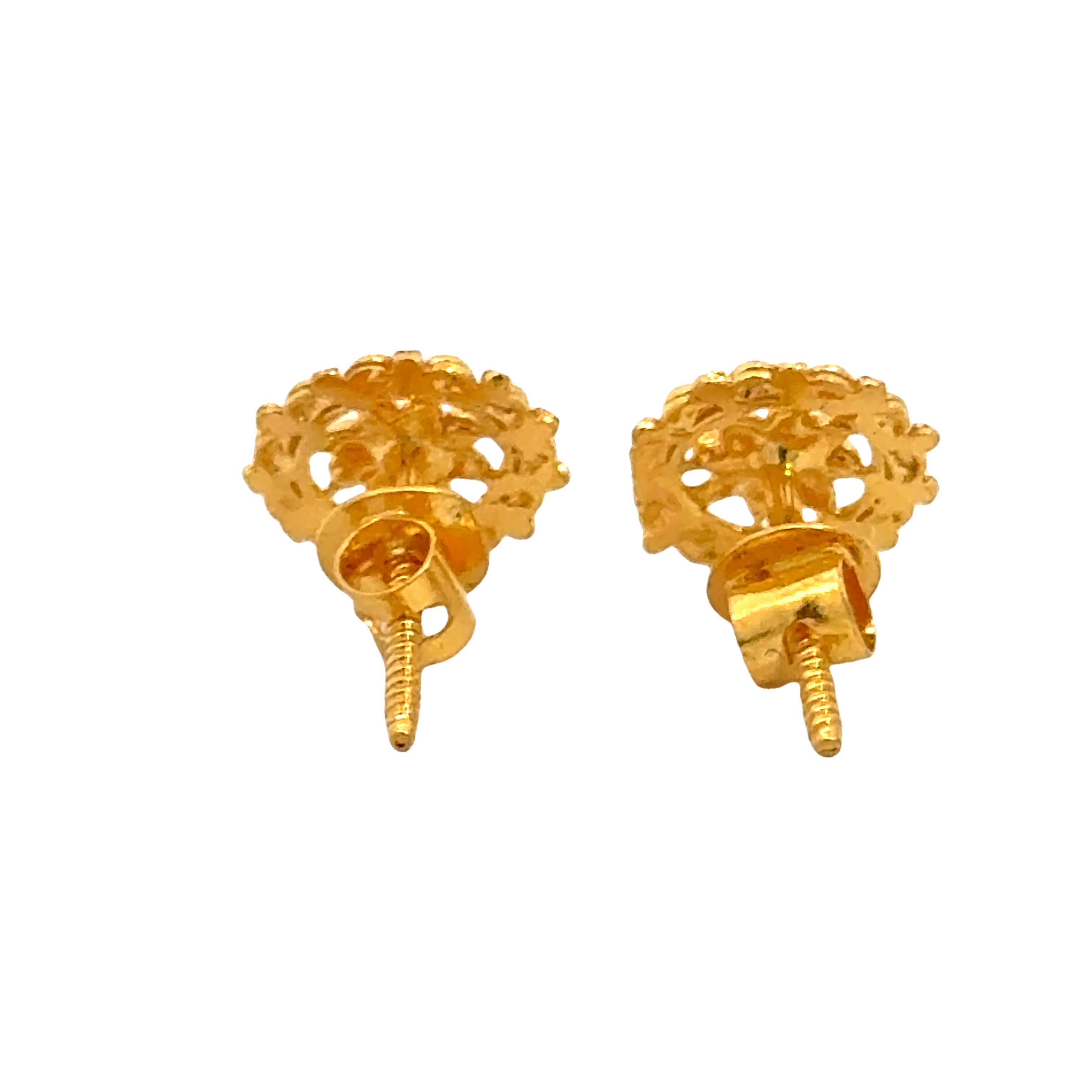 22k Yellow Gold Filigree Earrings with gold weight of 1.422g