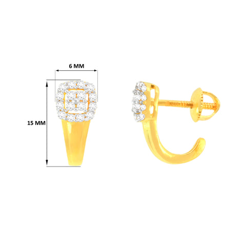 22k Yellow Cubic Zirconia Studs Fancy Earrings with gold weight of 3.92g