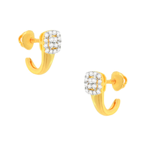 22k Yellow Cubic Zirconia Studs Fancy Earrings with gold weight of 3.92g
