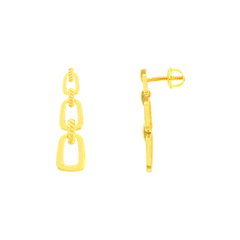 22k Yellow Gold Dangling Fancy Earrings with gold weight of 3.85g