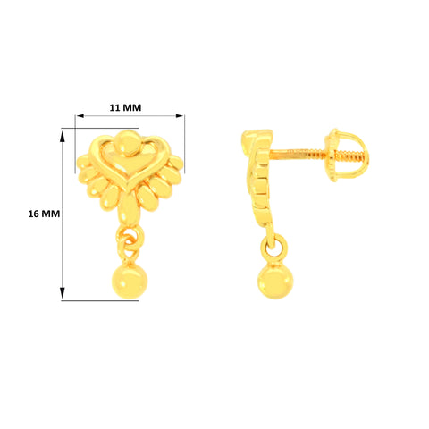22k Yellow Gold Studs Fancy Earrings with gold weight of 3.82g