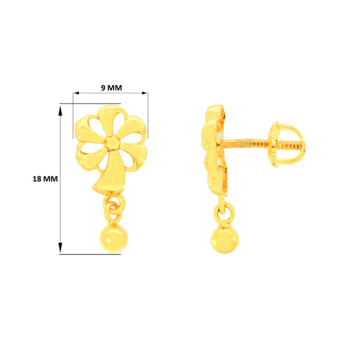 22k Yellow Gold Dangling Ball-Bead Earrings with gold weight of 3.75g
