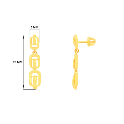 22k Yellow Gold Dangling Fancy Earrings with gold weight of 3.7g