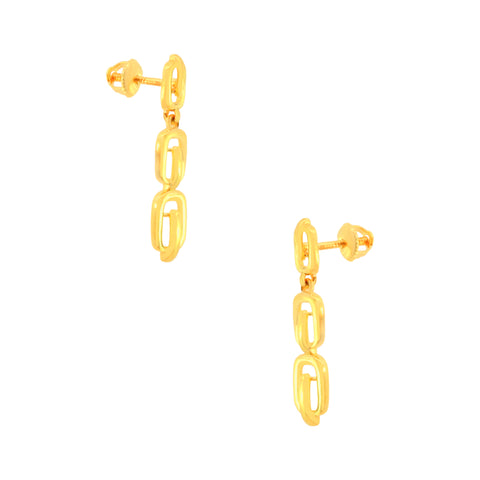 22k Yellow Gold Dangling Fancy Earrings with gold weight of 3.7g
