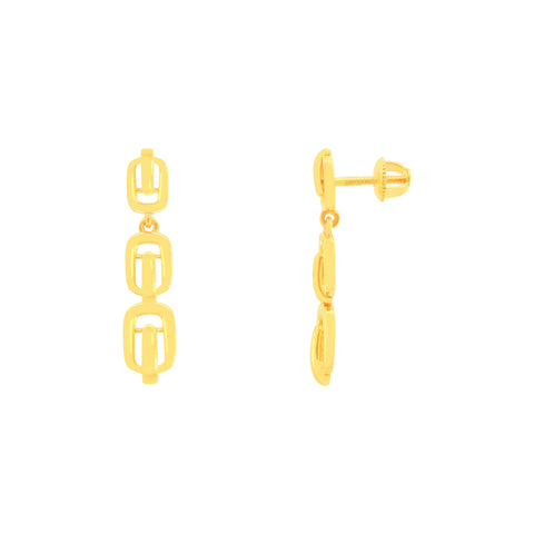 22k Yellow Gold Dangling Fancy Earrings with gold weight of 3.7g