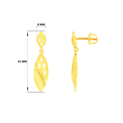 22k Yellow Gold Dangling Fancy Earrings with gold weight of 4.69g