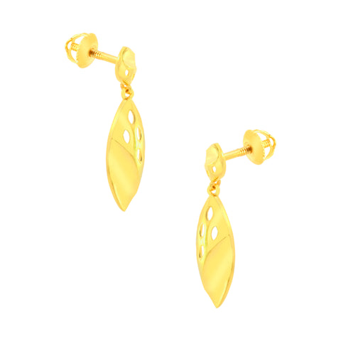 22k Yellow Gold Dangling Fancy Earrings with gold weight of 4.69g