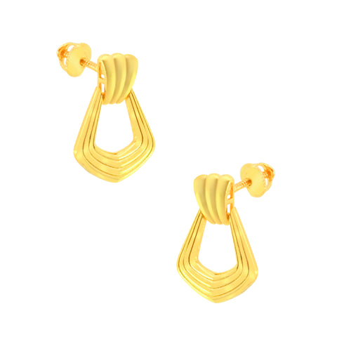 22k Yellow Gold Dangling Fancy Earrings with gold weight of 5.63g