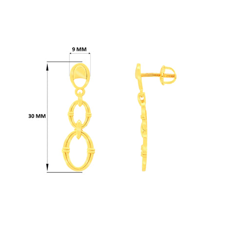 22k Yellow Gold Dangling Fancy Earrings with gold weight of 3.92g