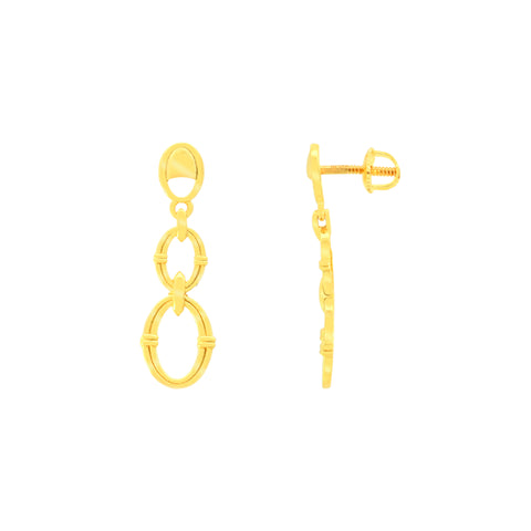 22k Yellow Gold Dangling Fancy Earrings with gold weight of 3.92g