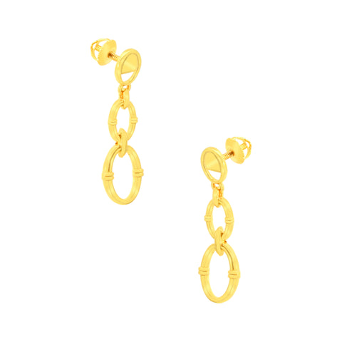 22k Yellow Gold Dangling Fancy Earrings with gold weight of 3.92g