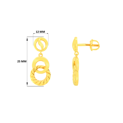22k Yellow Gold Dangling Studs Earrings with gold weight of 5.03g