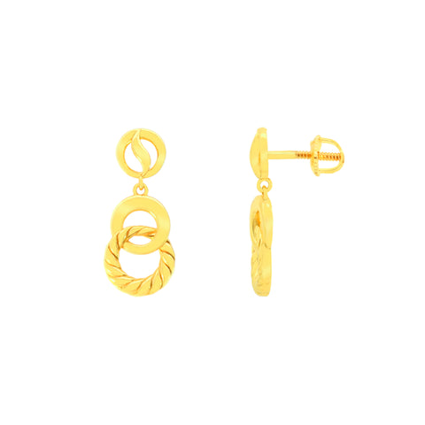 22k Yellow Gold Dangling Studs Earrings with gold weight of 5.03g