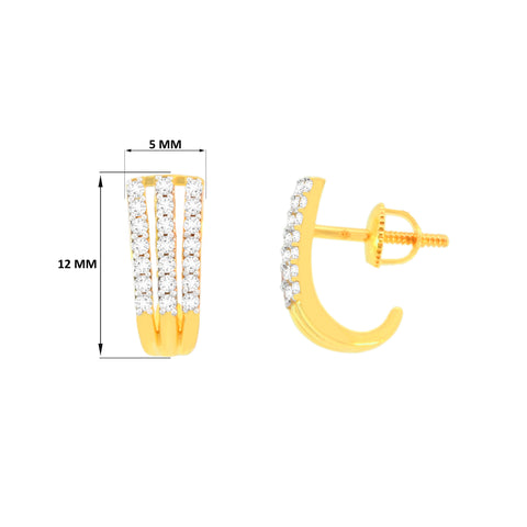 22k Yellow Cubic Zirconia Studs Fancy Earrings with gold weight of 3.36g